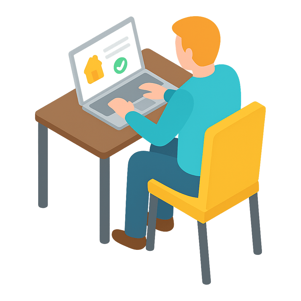 Person applying online for ECO4 or Great British Insulation Scheme (GBIS) government grants to improve home energy efficiency in the UK.