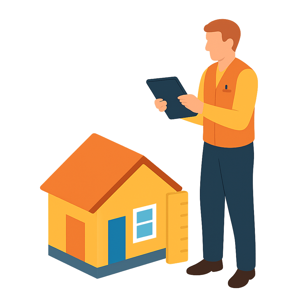 Engineer inspecting a home on installation day for government-funded ECO4 or GBIS insulation grants in the UK.