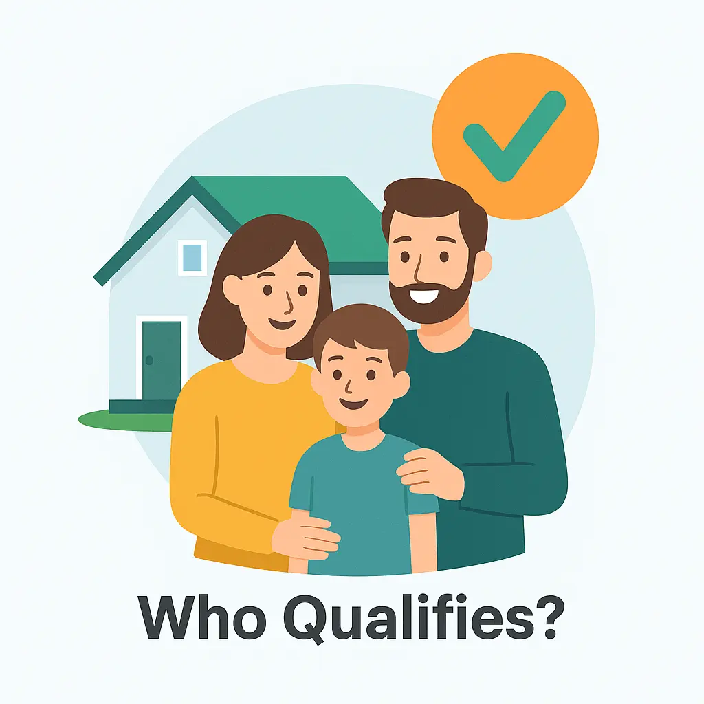 Illustration of a family outside their home with a tick