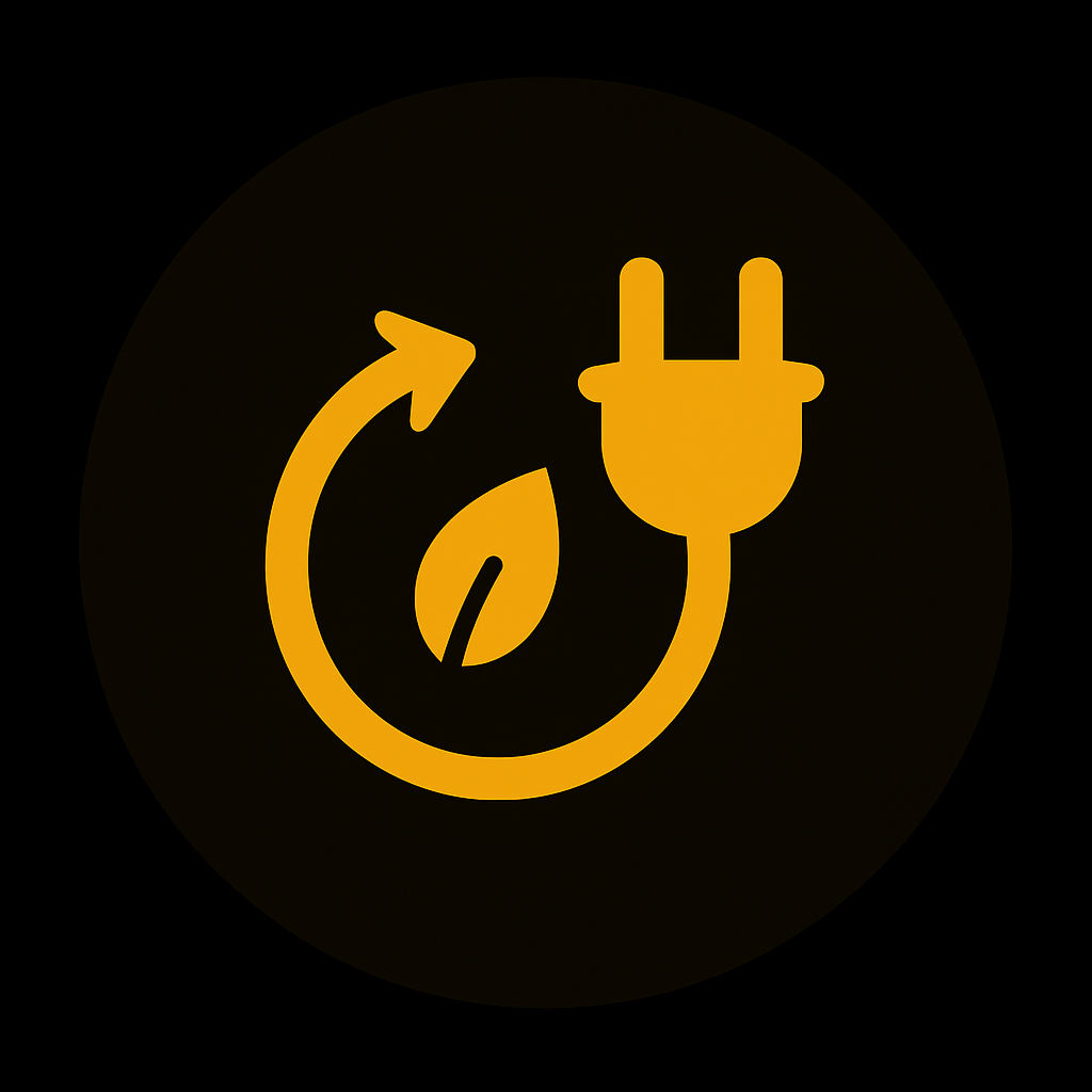 Energy-saving plug and leaf icon representing reduced energy bills through government insulation grants and home efficiency improvements in the UK