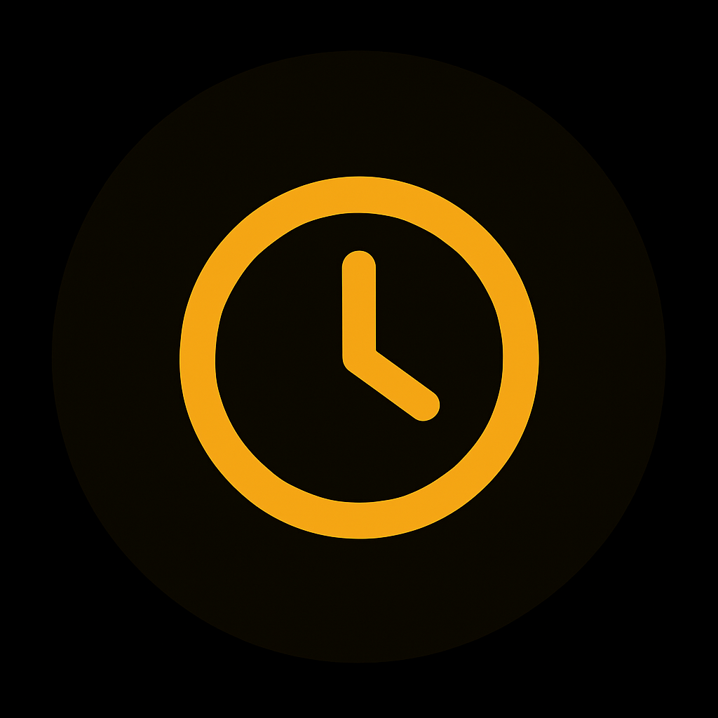 Clock icon symbolizing a quick 1-minute online application process for UK government insulation grants and energy efficiency funding.